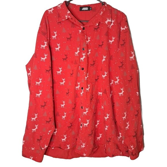 JOGAL Men’s 3XL Christmas Tree Reindeer Ugly Xmas Party Long Sleeve Button Down - Picture 1 of 7